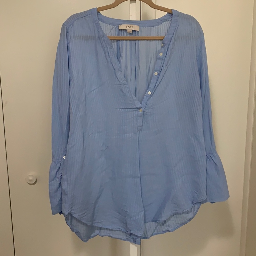 LOFT Bell-sleeved Striped Blouse